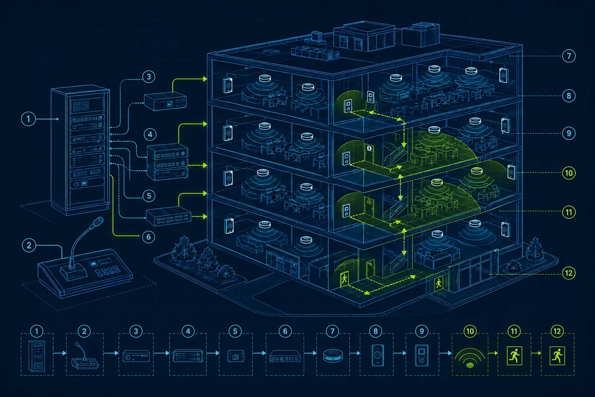 Архитектурная Blueprint-схема: Озвучивание и оповещение